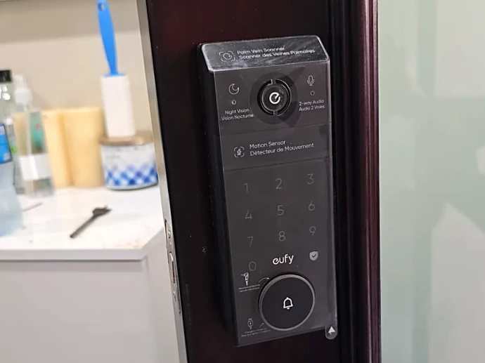 eufy smart lock installed on a villa entrance door