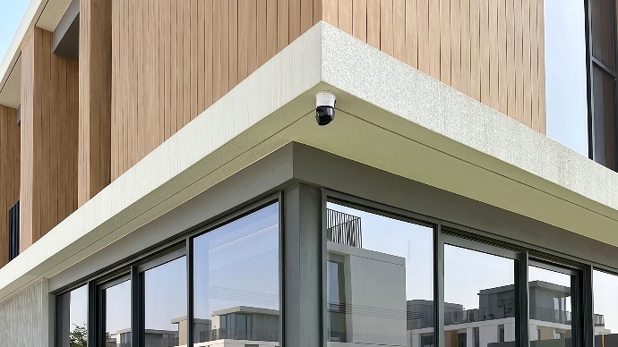eufy security camera installed on a Dubai villa corner
