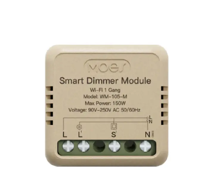 MOES Wi-Fi Smart Dimmer Switch Module Timer Breaker (1 Gang)